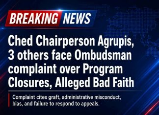 Ched Chairperson Agrupis, 3 others face Ombudsman complaint over Program Closures, Alleged Bad Faith